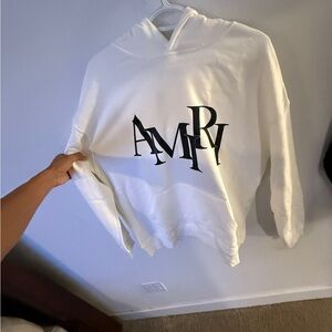 AMIRI White Hoodie with Black Logo